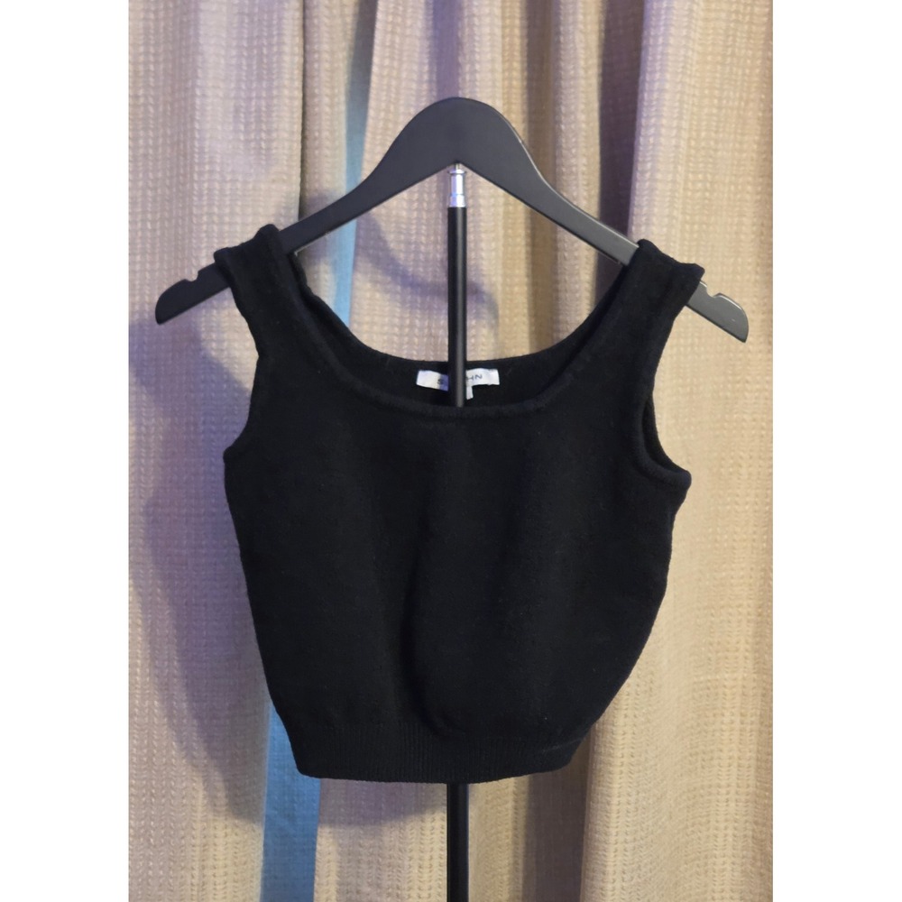 St. John Basics Santana Knit‎ Cropped Tank Top Women's Size Small Black
